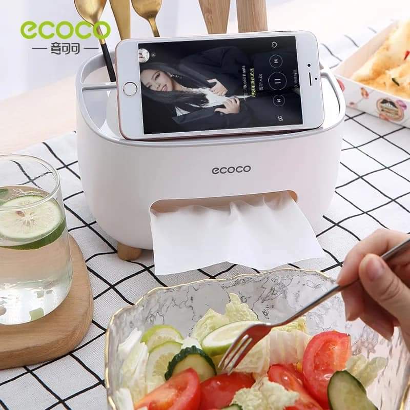 ECOCO Tissue Box with Desktop Storage Organizer