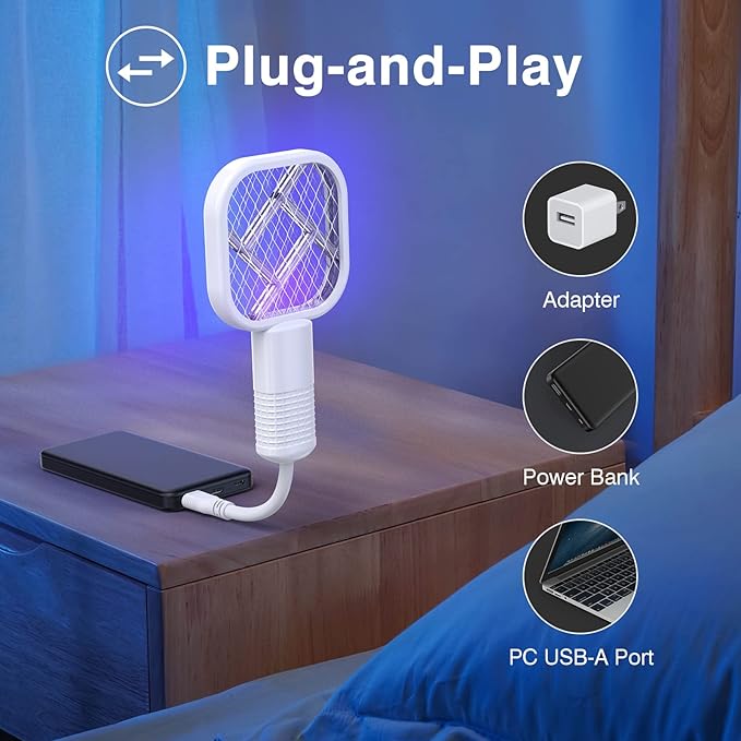 2-in-1 Portable Mosquito Killer & Bug Zapper with UV Night Light