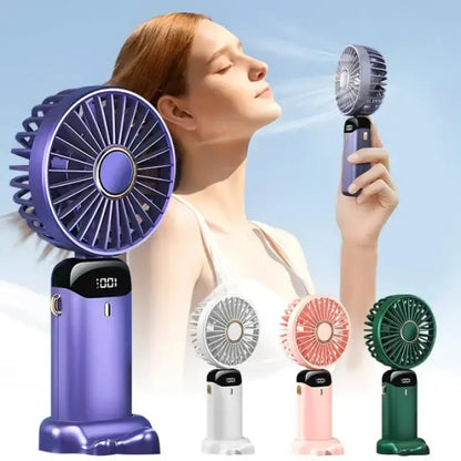 LED Display Portable Fan – 5 Speed USB Rechargeable