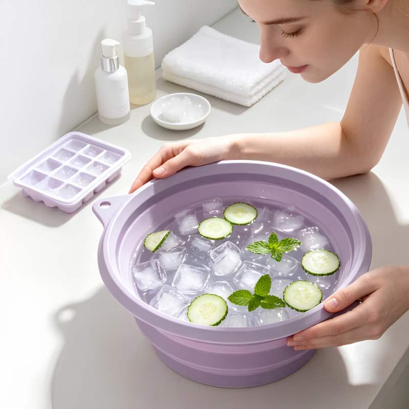 Collapsible Silicone Face Ice Bowl for Refreshing Facial Dips