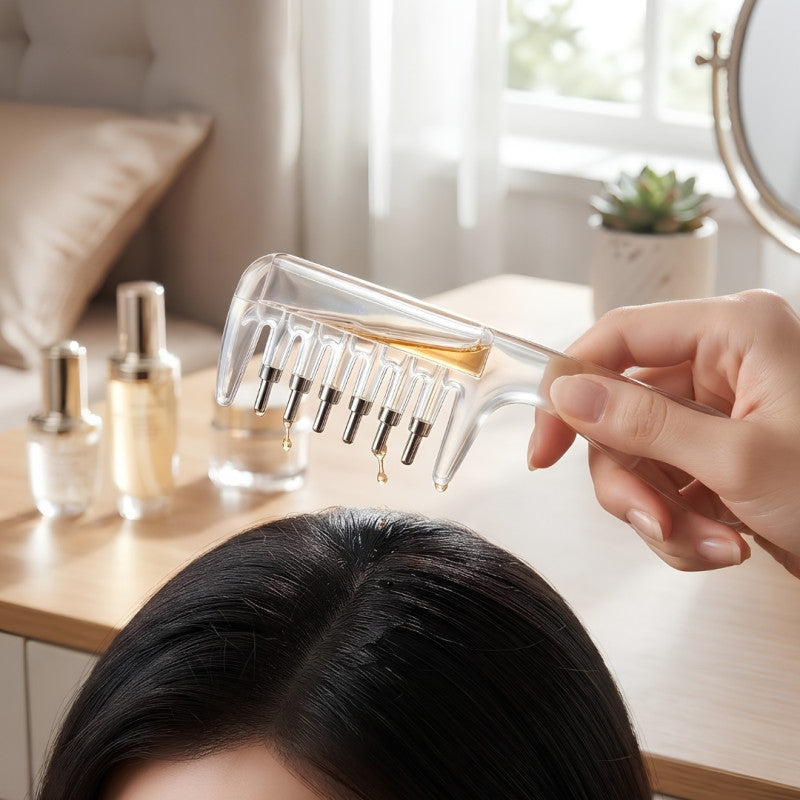 Refillable Scalp Oil Applicator Comb with Dropper