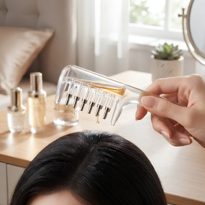 Refillable Scalp Oil Applicator Comb with Dropper