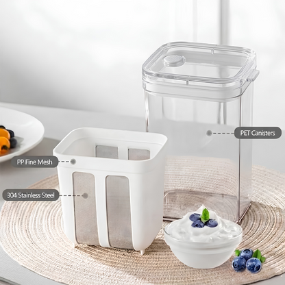 Greek Yogurt Strainer with Fine-Mesh Basket and Clear Container