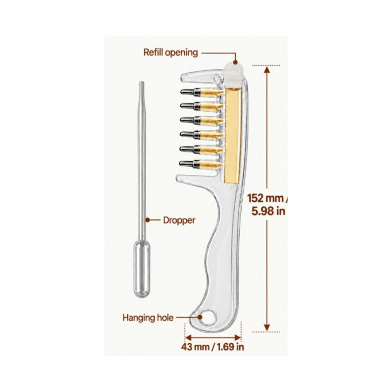 Refillable Scalp Oil Applicator Comb with Dropper