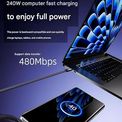 240W USB-C Fast Charging Cable with Foldable Phone Stand