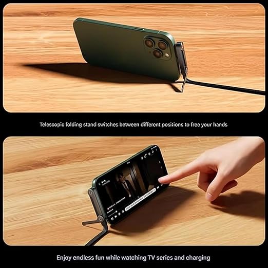 240W USB-C Fast Charging Cable with Foldable Phone Stand