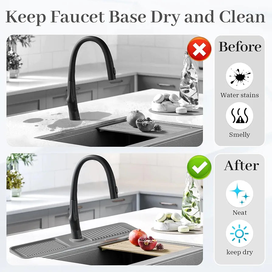 Silicone Faucet Splash Guard Mat – Kitchen Sink Draining Pad