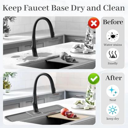 Silicone Faucet Splash Guard Mat – Kitchen Sink Draining Pad