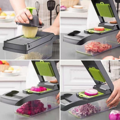 16-in-1 Vegetable Cutter & Chopper | Multi-Function Food Slicer with Container