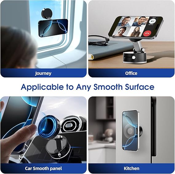 Magnetic Mobile Holder with Suction Base – Desktop & Car Mount for All Phones