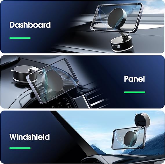 Magnetic Mobile Holder with Suction Base – Desktop & Car Mount for All Phones