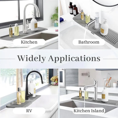 Silicone Faucet Splash Guard Mat – Kitchen Sink Draining Pad