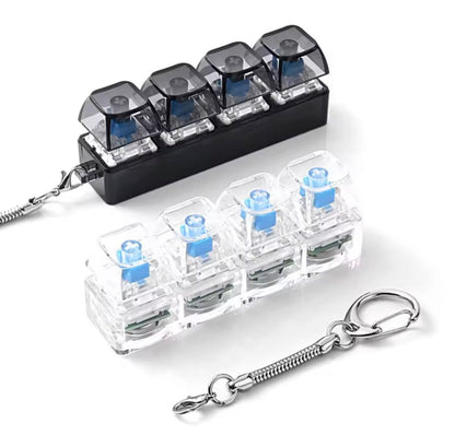 4-Key Light-Up Mechanical Keyboard Fidget Keychain