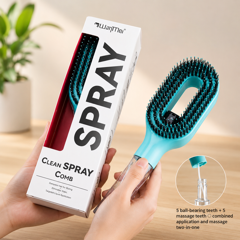 2-in-1 Spray Hair Brush with Refillable Water Bottle