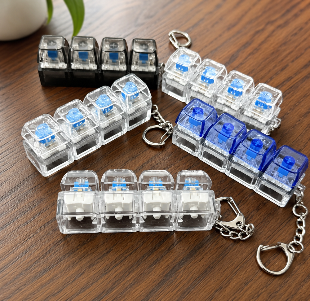 4-Key Light-Up Mechanical Keyboard Fidget Keychain