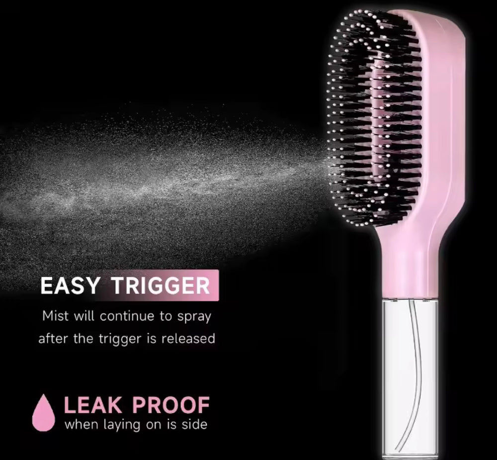 2-in-1 Spray Hair Brush with Refillable Water Bottle