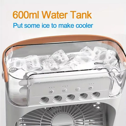 Portable Mini Air Cooler Fan – 3-Speed Mist Fan with LED & Timer