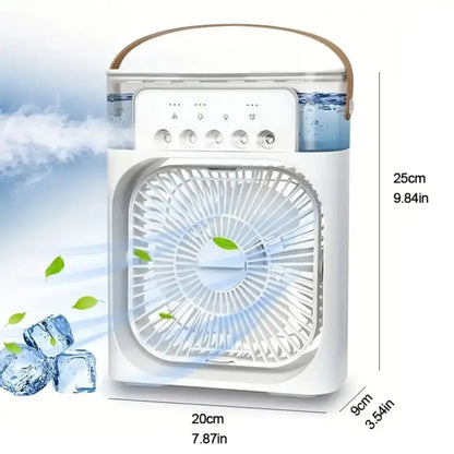 Portable Mini Air Cooler Fan – 3-Speed Mist Fan with LED & Timer
