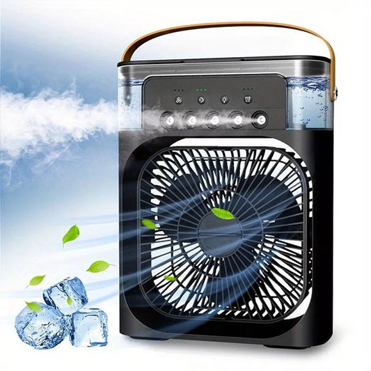 Portable Mini Air Cooler Fan – 3-Speed Mist Fan with LED & Timer