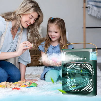 Portable Mini Air Cooler Fan – 3-Speed Mist Fan with LED & Timer