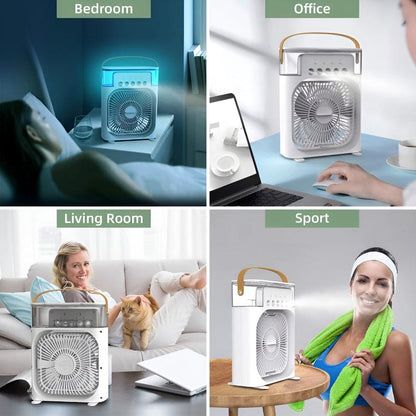 Portable Mini Air Cooler Fan – 3-Speed Mist Fan with LED & Timer