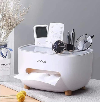 ECOCO Tissue Box with Desktop Storage Organizer
