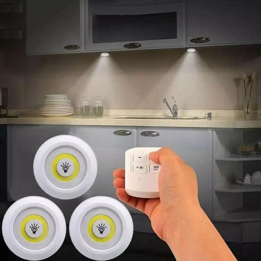 3pcs LED Lights with Remote Control for Cabinets & Shelves