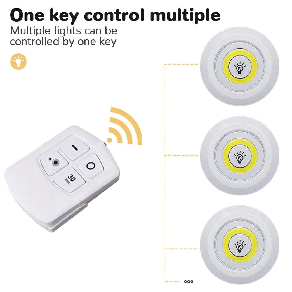 3pcs LED Lights with Remote Control for Cabinets & Shelves