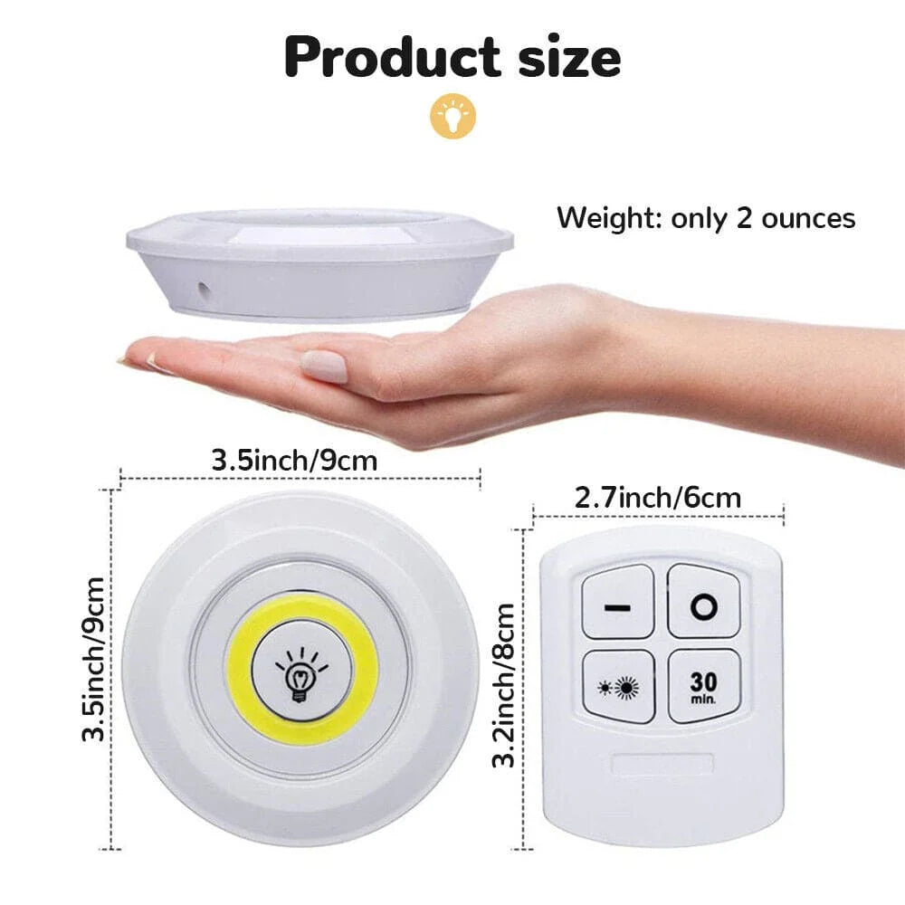 3pcs LED Lights with Remote Control for Cabinets & Shelves