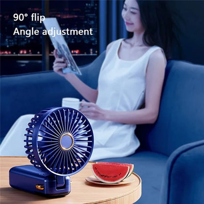 LED Display Portable Fan – 5 Speed USB Rechargeable