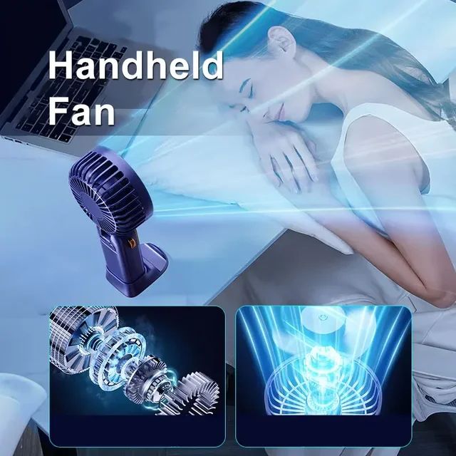 LED Display Portable Fan – 5 Speed USB Rechargeable