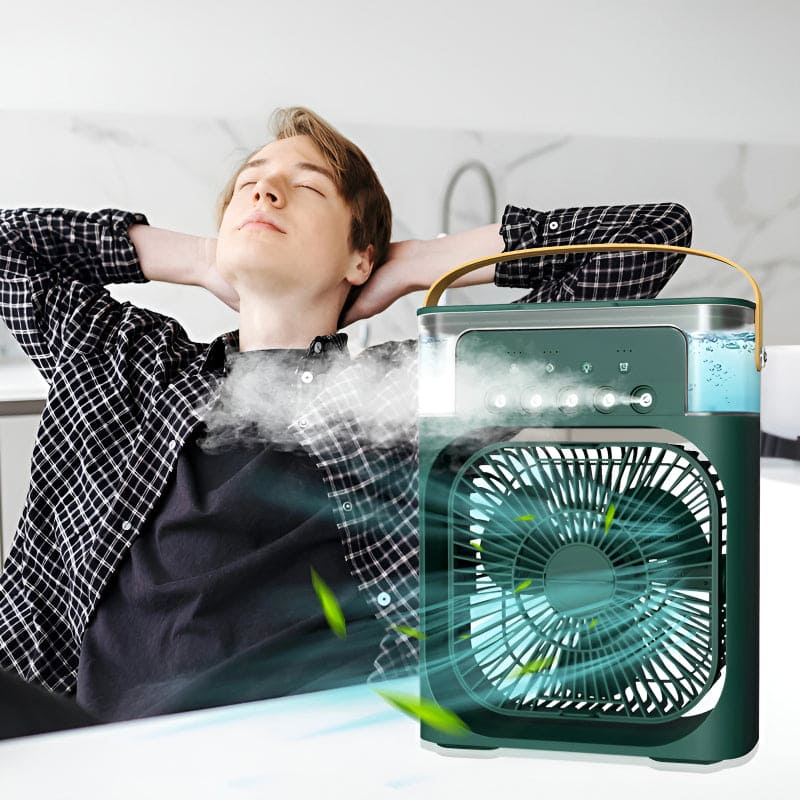 Portable Mini Air Cooler Fan – 3-Speed Mist Fan with LED & Timer