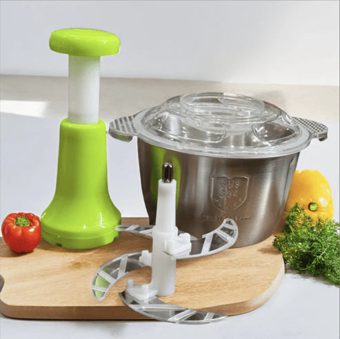 2L Stainless Steel Manual Food Chopper | Heavy Duty Vegetable & Meat Cutter