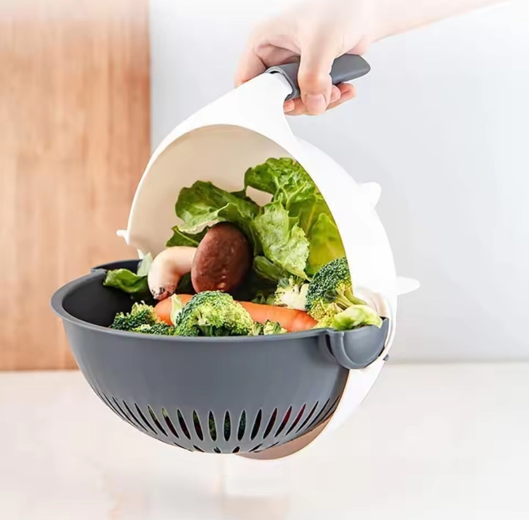 9-in-1 Salad Maker & Slicer Multi-Function Kitchen Veggie Chopper & Rotating Colander Set