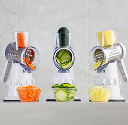 3-in-1 Rotary Vegetable Grater & Slicer | Fast, Safe Kitchen Prep