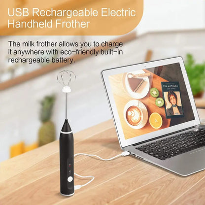 2-in-1 Rechargeable Coffee Beater & Frother | USB Electric Milk Foam Maker
