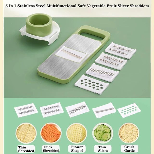 5-in-1 Vegetable Cutter & Slicer | Multi-Function Mandoline Grater
