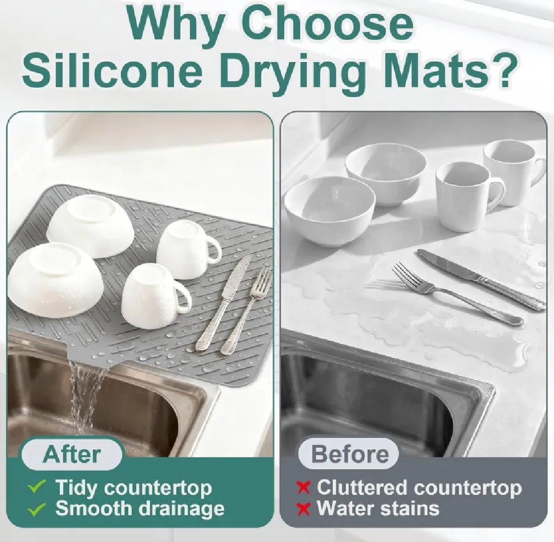 Silicone Sink Drain Mat – Self-Draining Dish Drying Tray