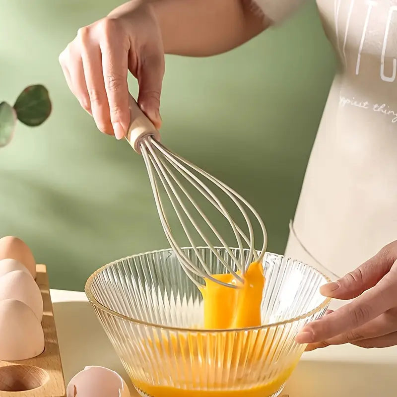 12pcs, Non-Stick Silicone Kitchen Utensil Set with Wooden Handles (Large Size)